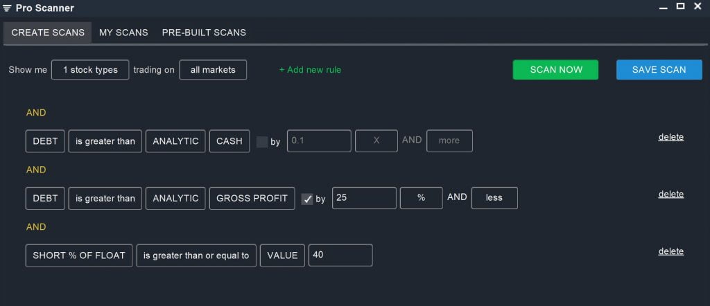 Fundamental Screen – Debt Scan