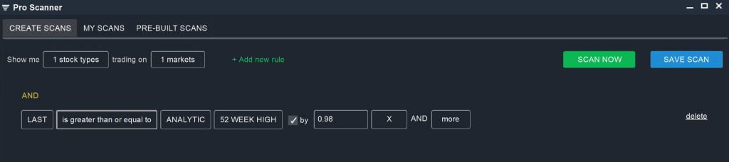 Nasdaq – 52 Week High Scan