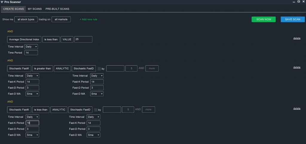 Stochastic Scanner Settings