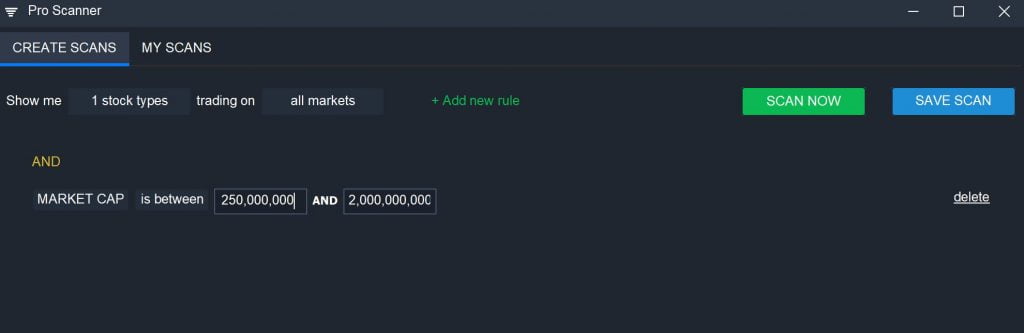 Scanz Small Cap - Small Cap Filter